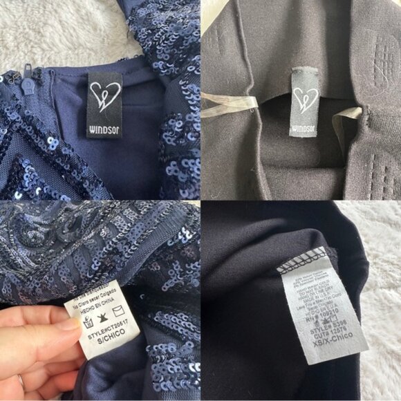 Windsor | Blue Sequin Abyss Crop Tank Top & Skirt | Size Small & Extra Small - Picture 9 of 10